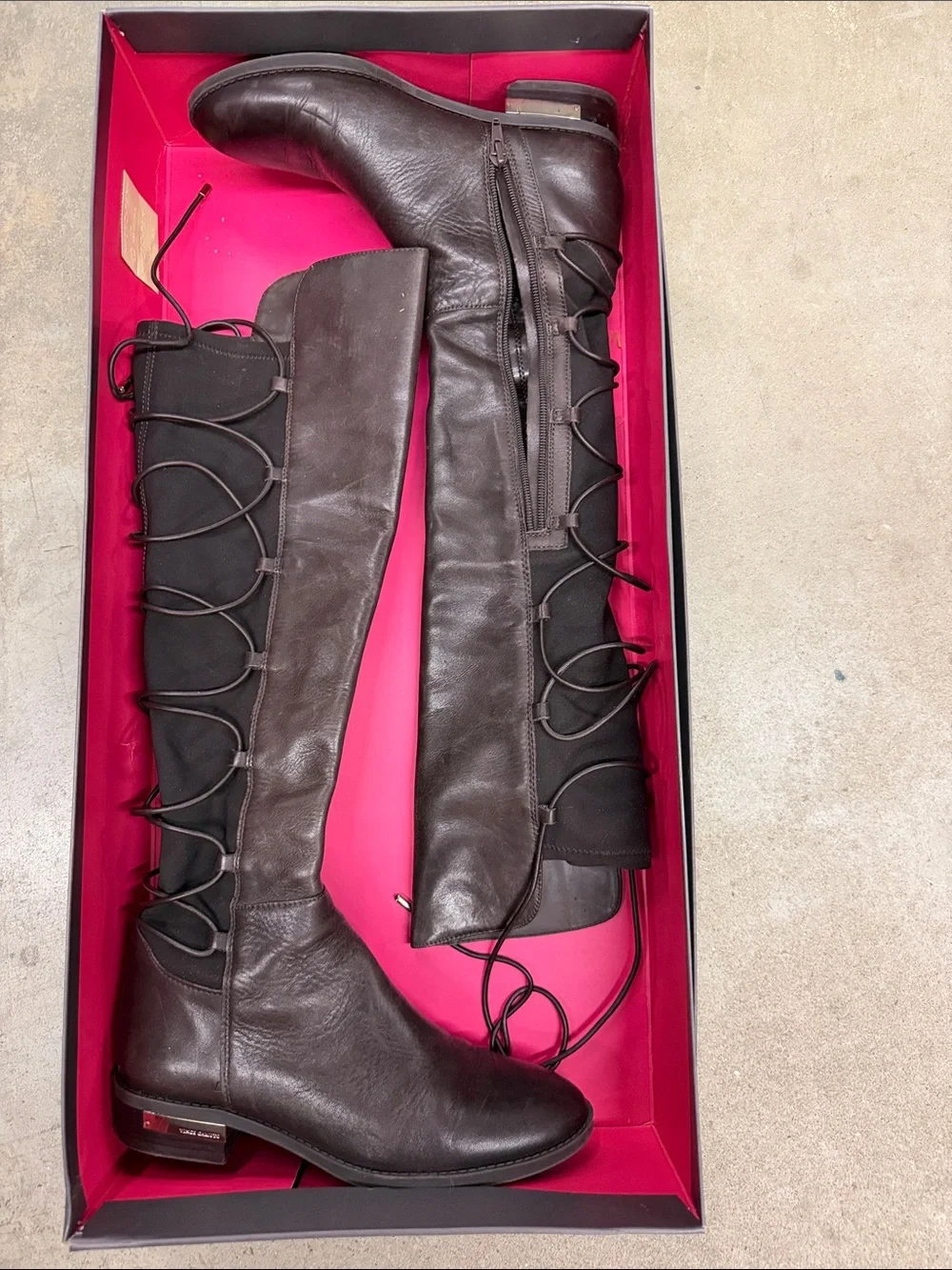 Vince Camuto Dark Brown Lace-Back Over-the-Knee Boots